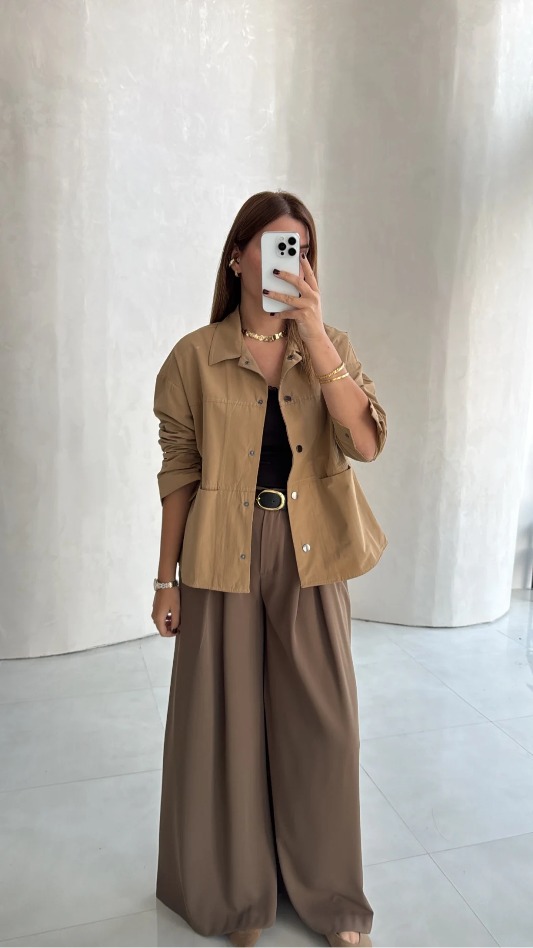 Gömlek Detay Ceket - Camel - Kod: 7063