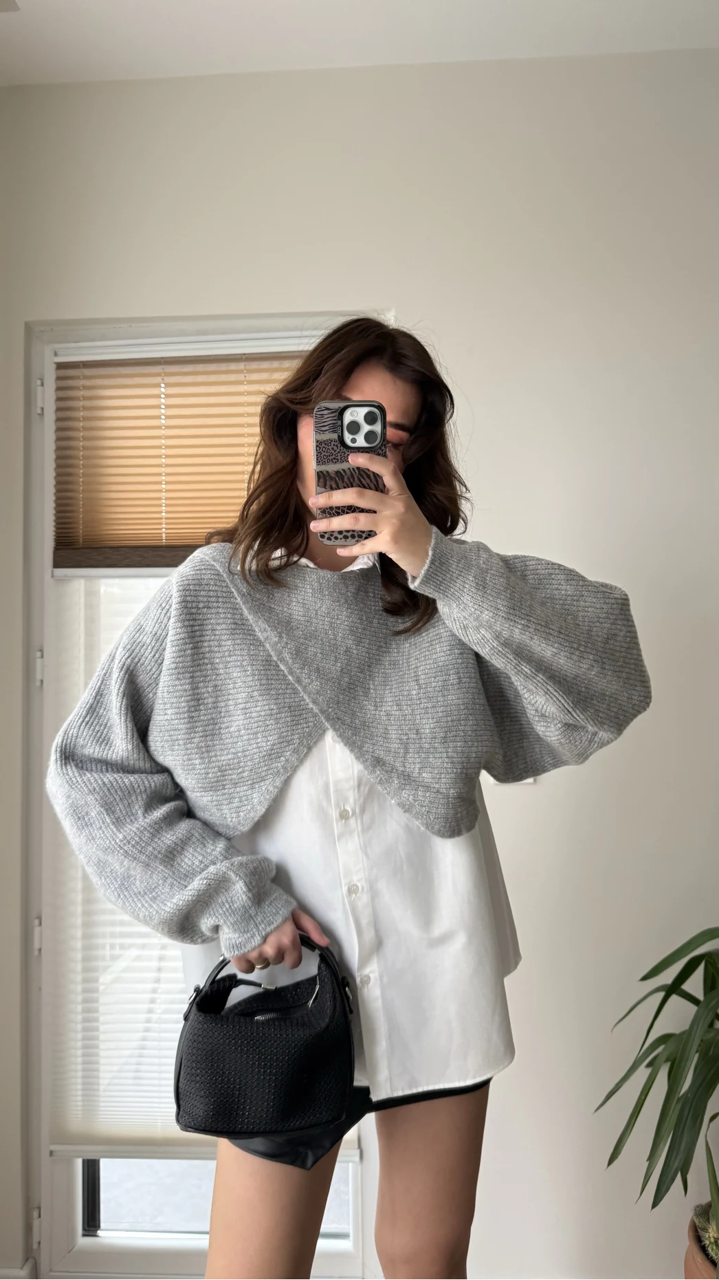 Gömlekli Gri Yarasa Kol Triko