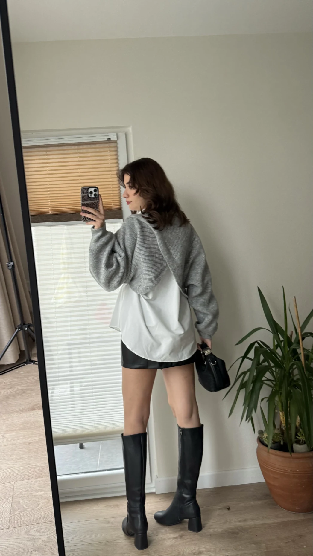 Gömlekli Gri Yarasa Kol Triko