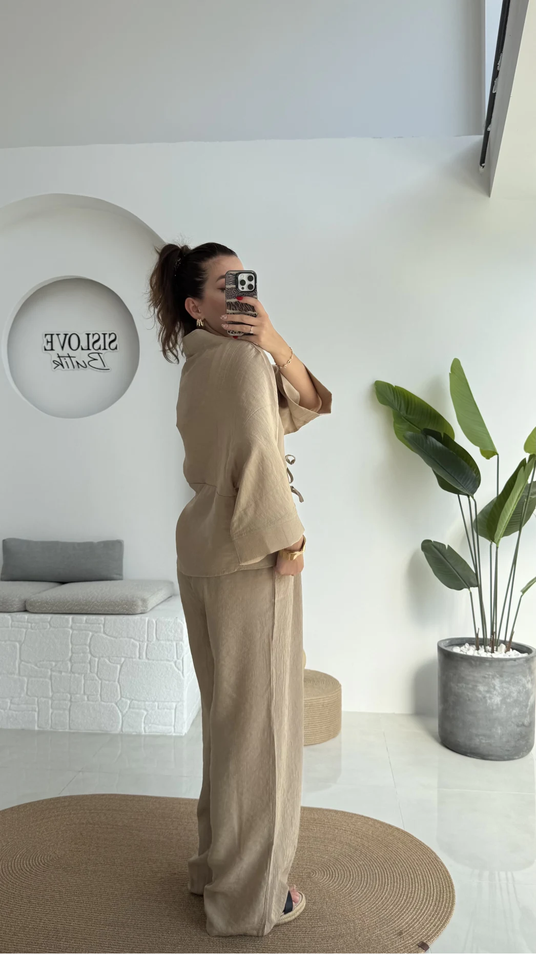 Grape Kimono Takım - Vizon - 8002