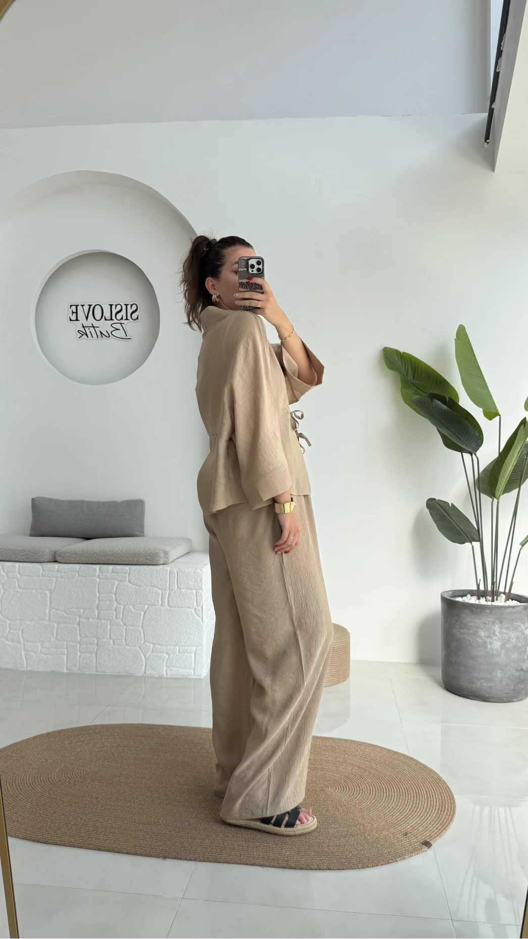 Grape Kimono Takım - Vizon - 8002