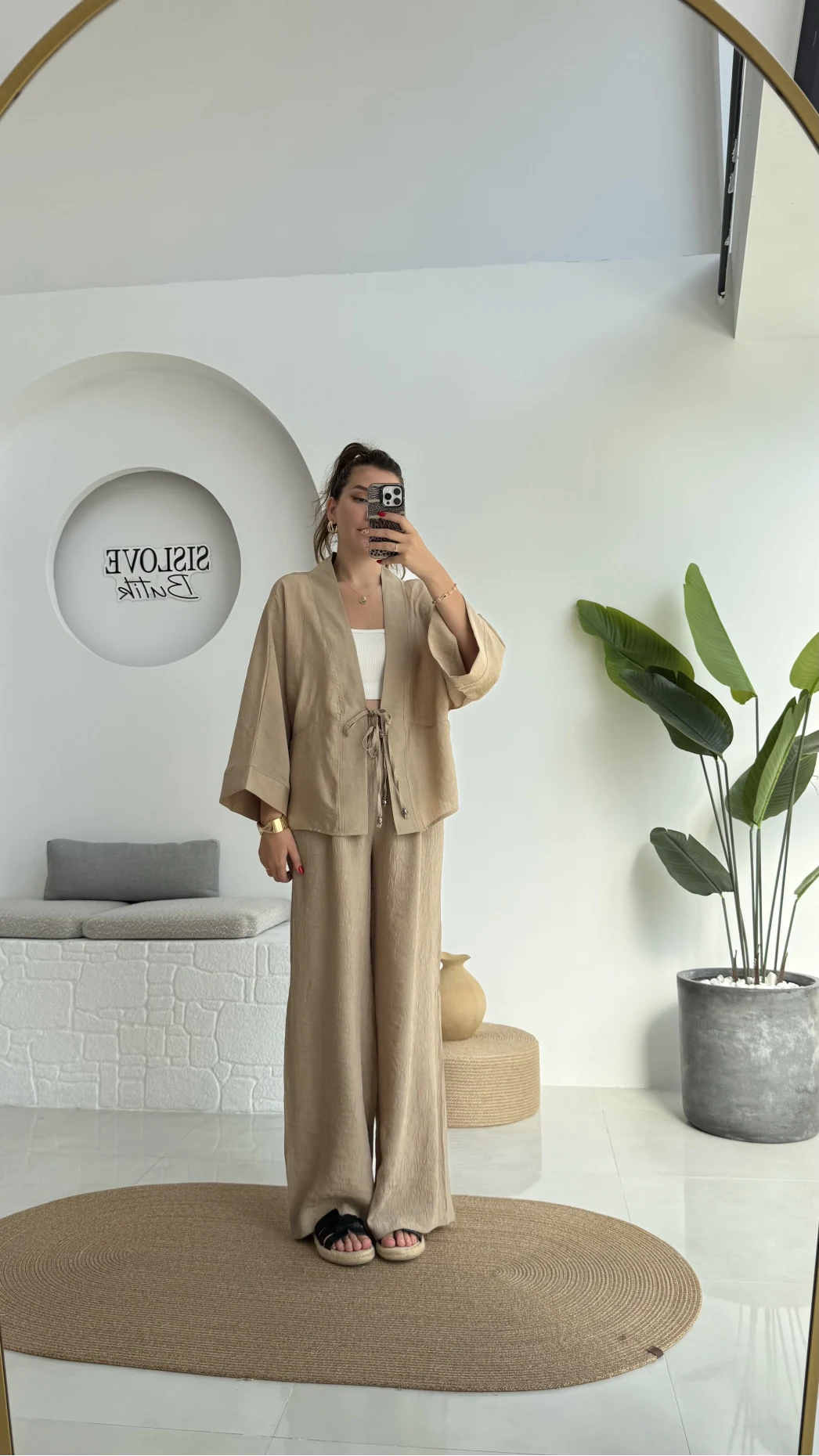 Grape Kimono Takım - Vizon - 8002