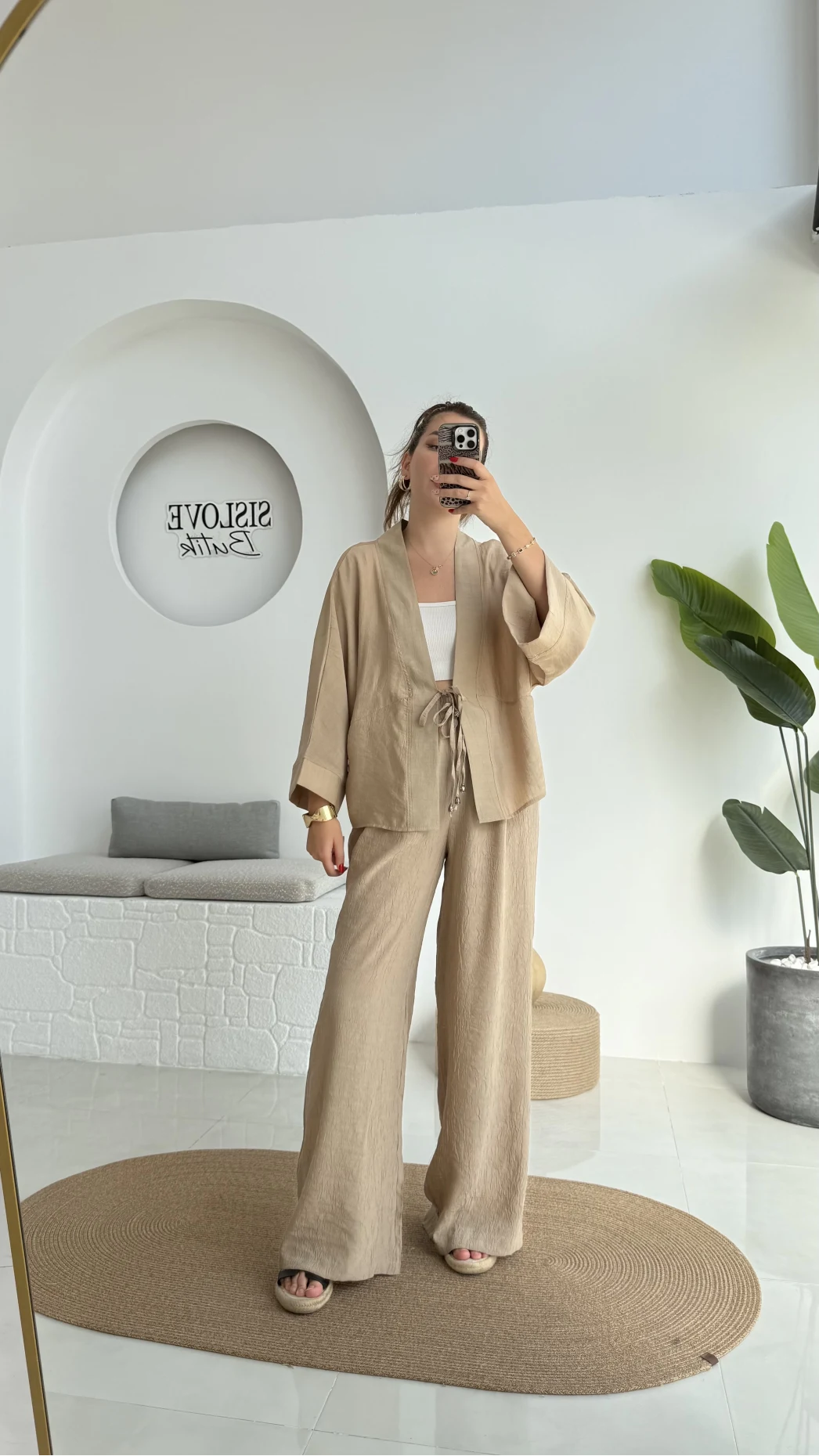 Grape Kimono Takım - Vizon - 8002