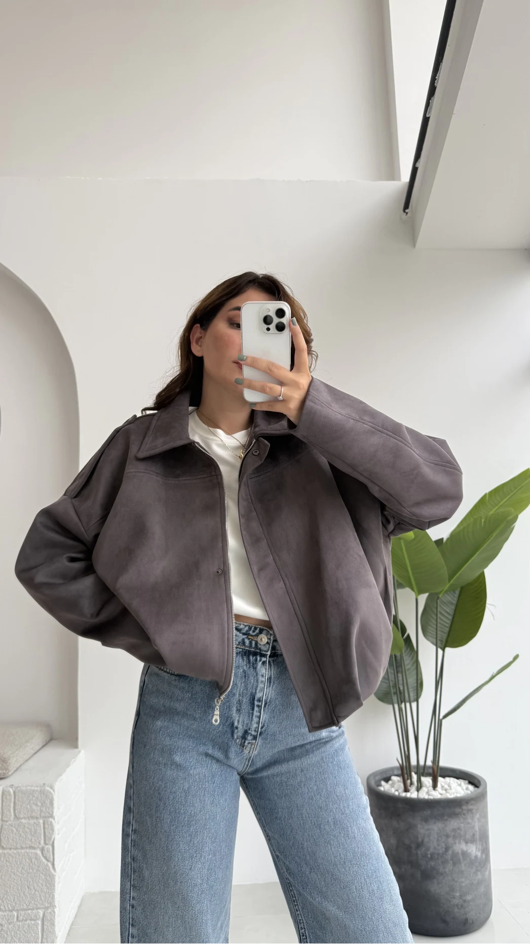 Gri Süet Ceket - Kod: 508230