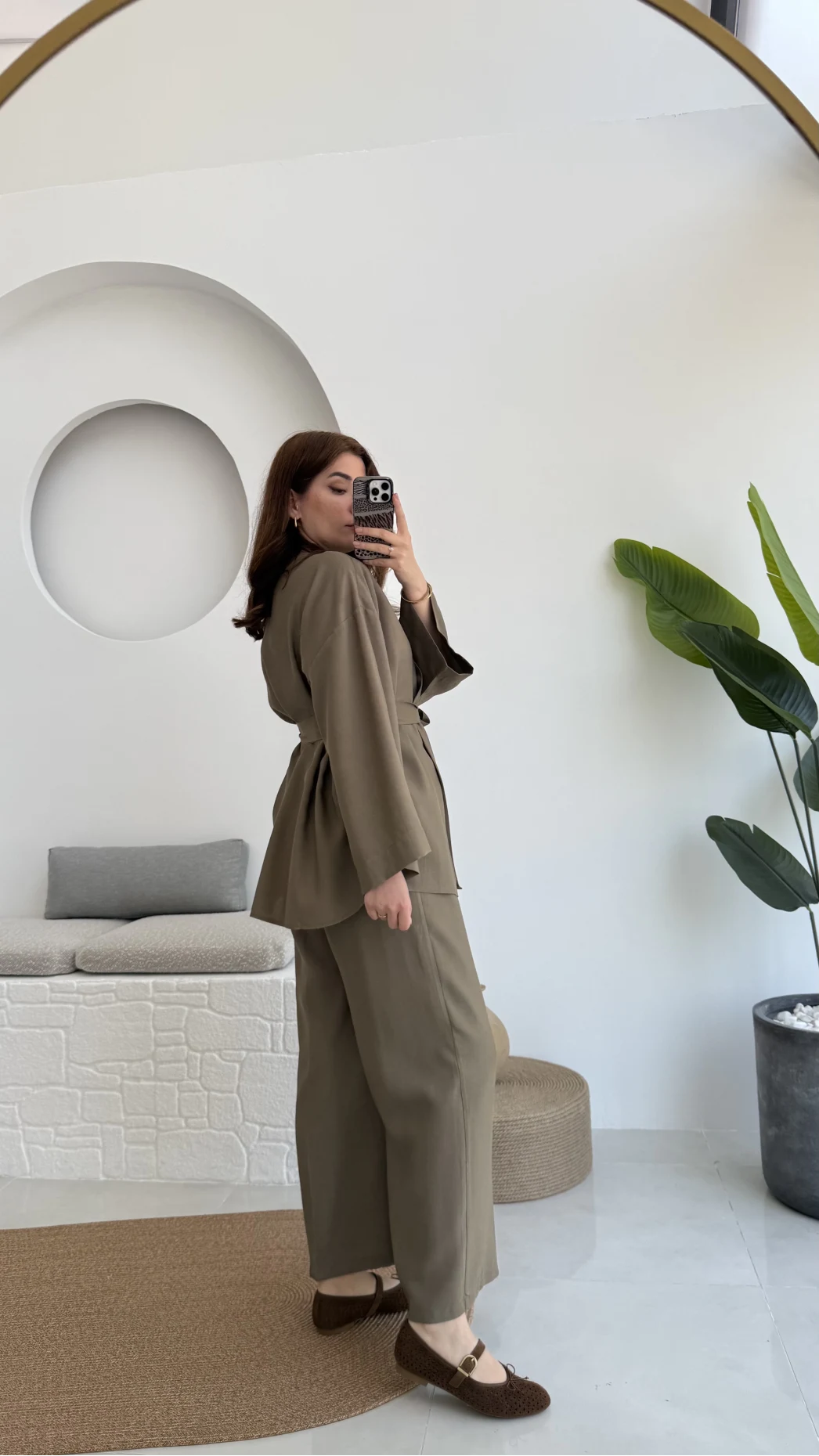 Gues Bağlamalı Kimono Takım Haki