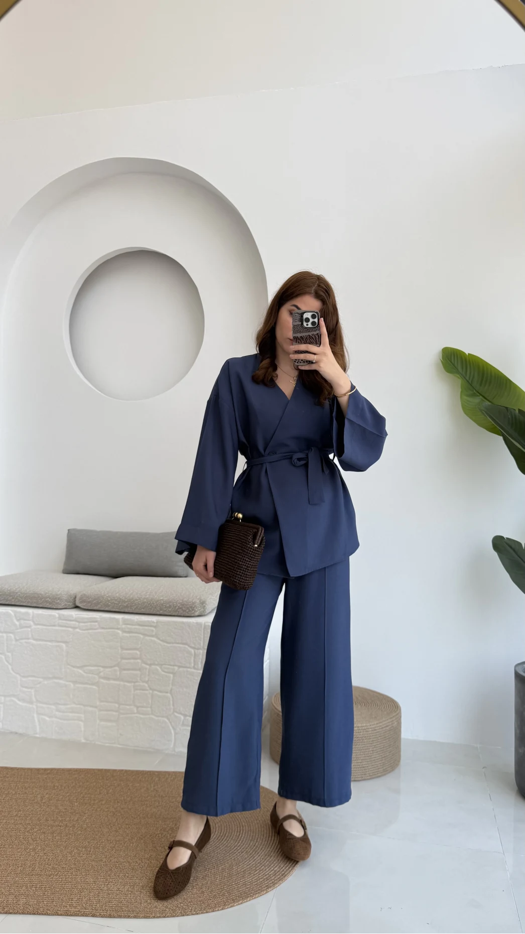 Gues Bağlamalı Kimono Takım Lacivert