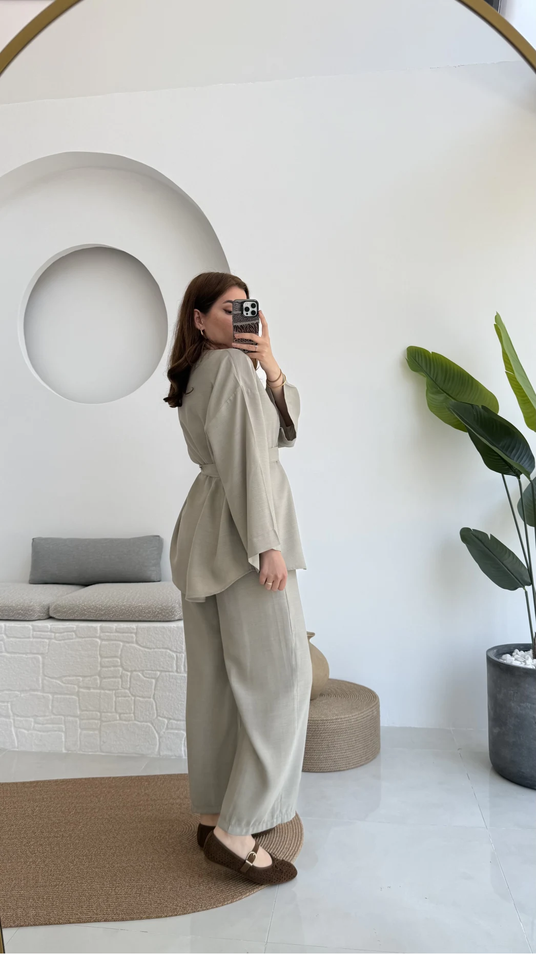 Gues Bağlamalı Kimono Takım Su Yeşili