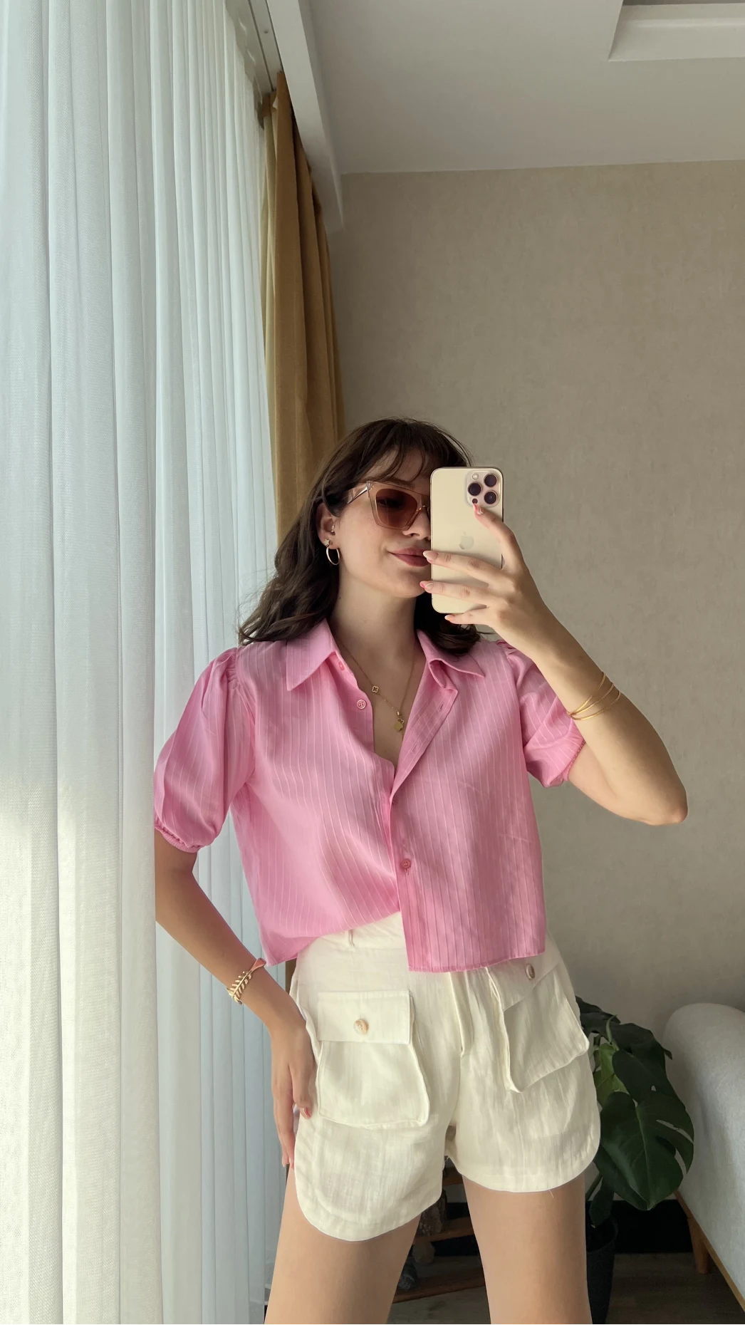 Gül Balon Kol Pembe Gömlek