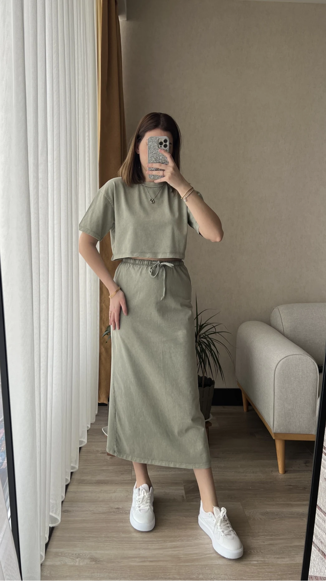 Haki Etekli Yıkamalı Takım