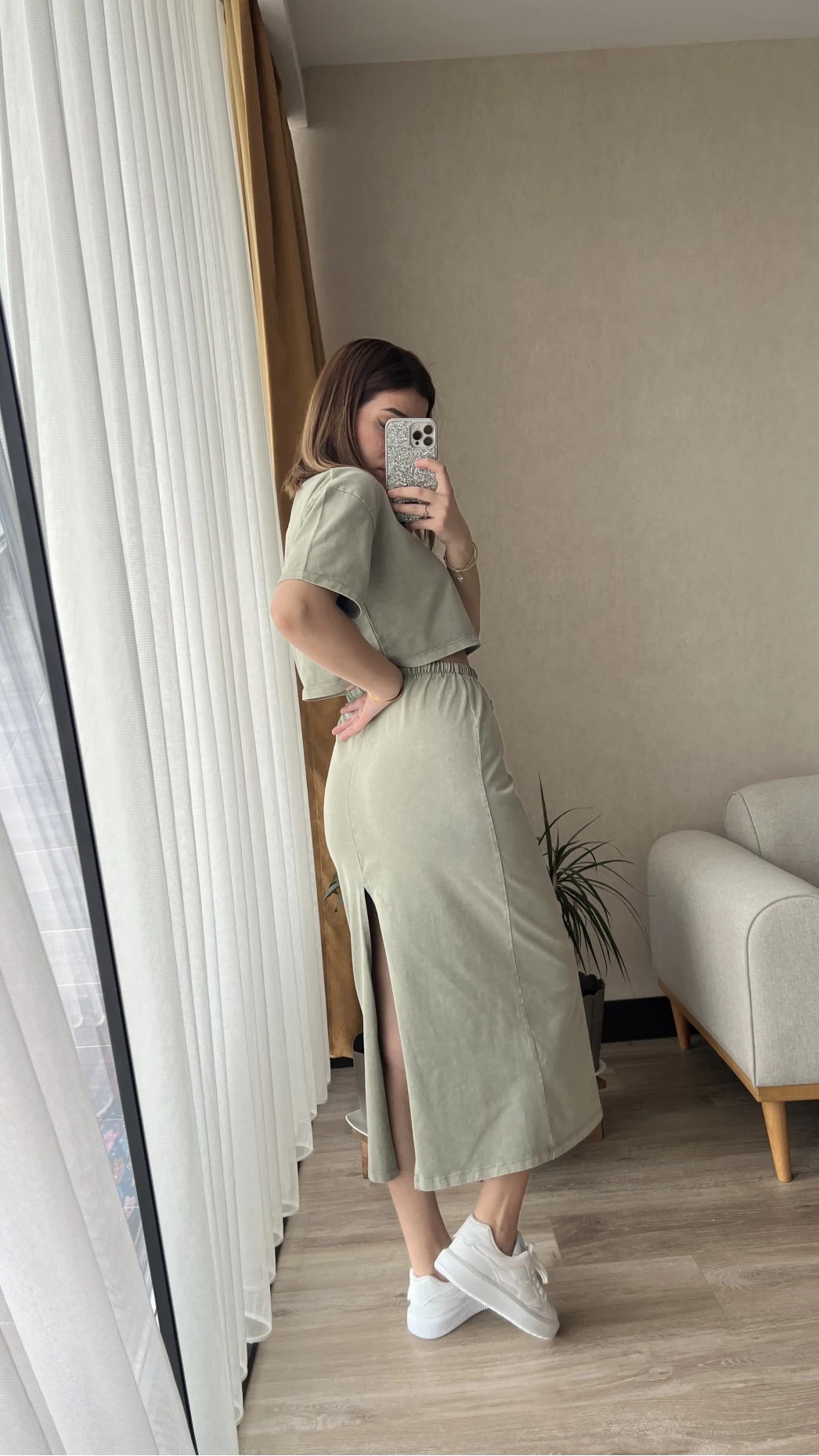 Haki Etekli Yıkamalı Takım