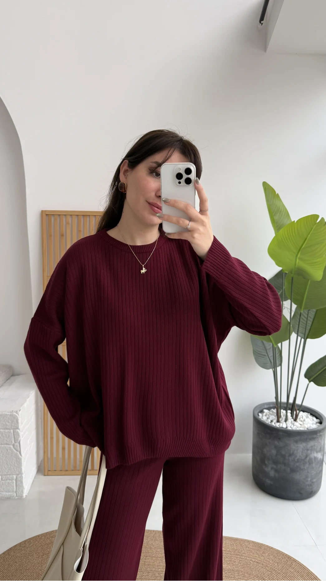 Harvey Oversize Triko Takım - Bordo - Kod: 4004