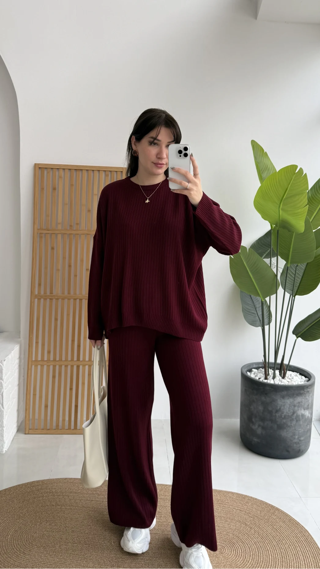 Harvey Oversize Triko Takım - Bordo - Kod: 4004