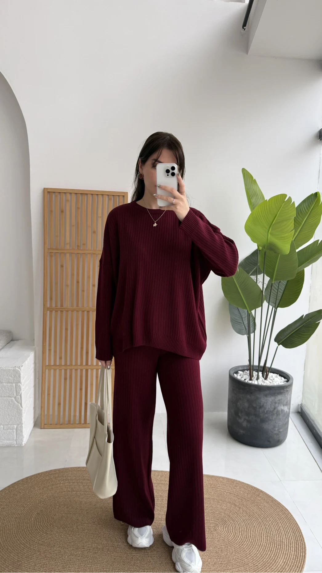 Harvey Oversize Triko Takım - Bordo - Kod: 4004