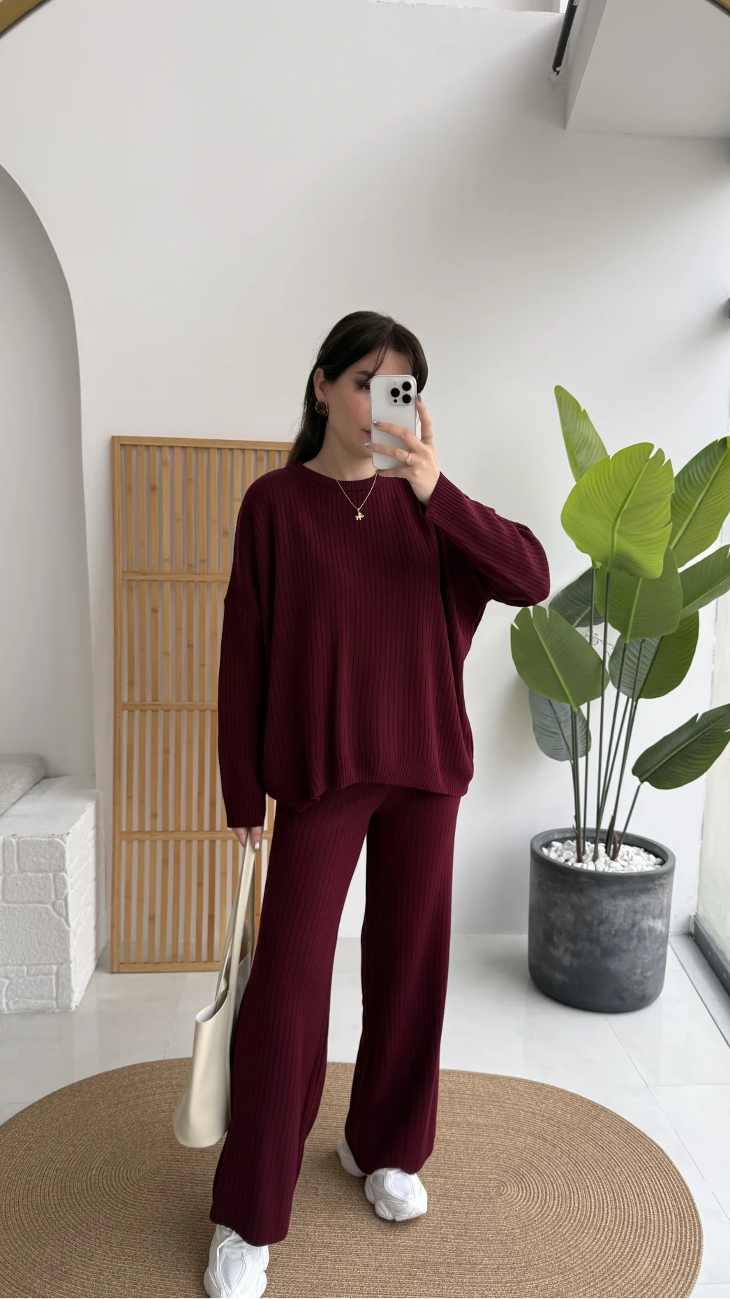 Harvey Oversize Triko Takım - Bordo - Kod: 4004