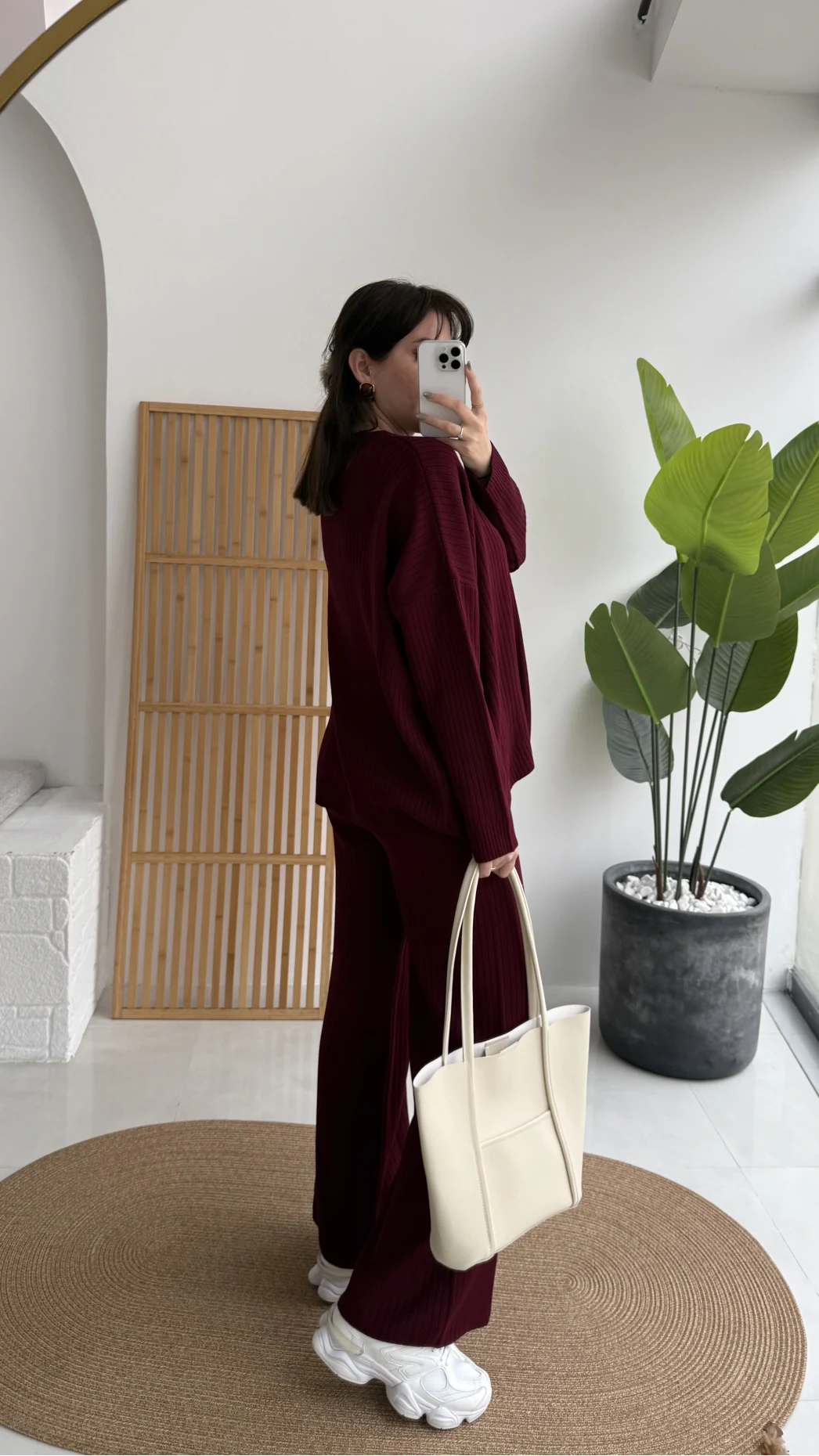 Harvey Oversize Triko Takım - Bordo - Kod: 4004
