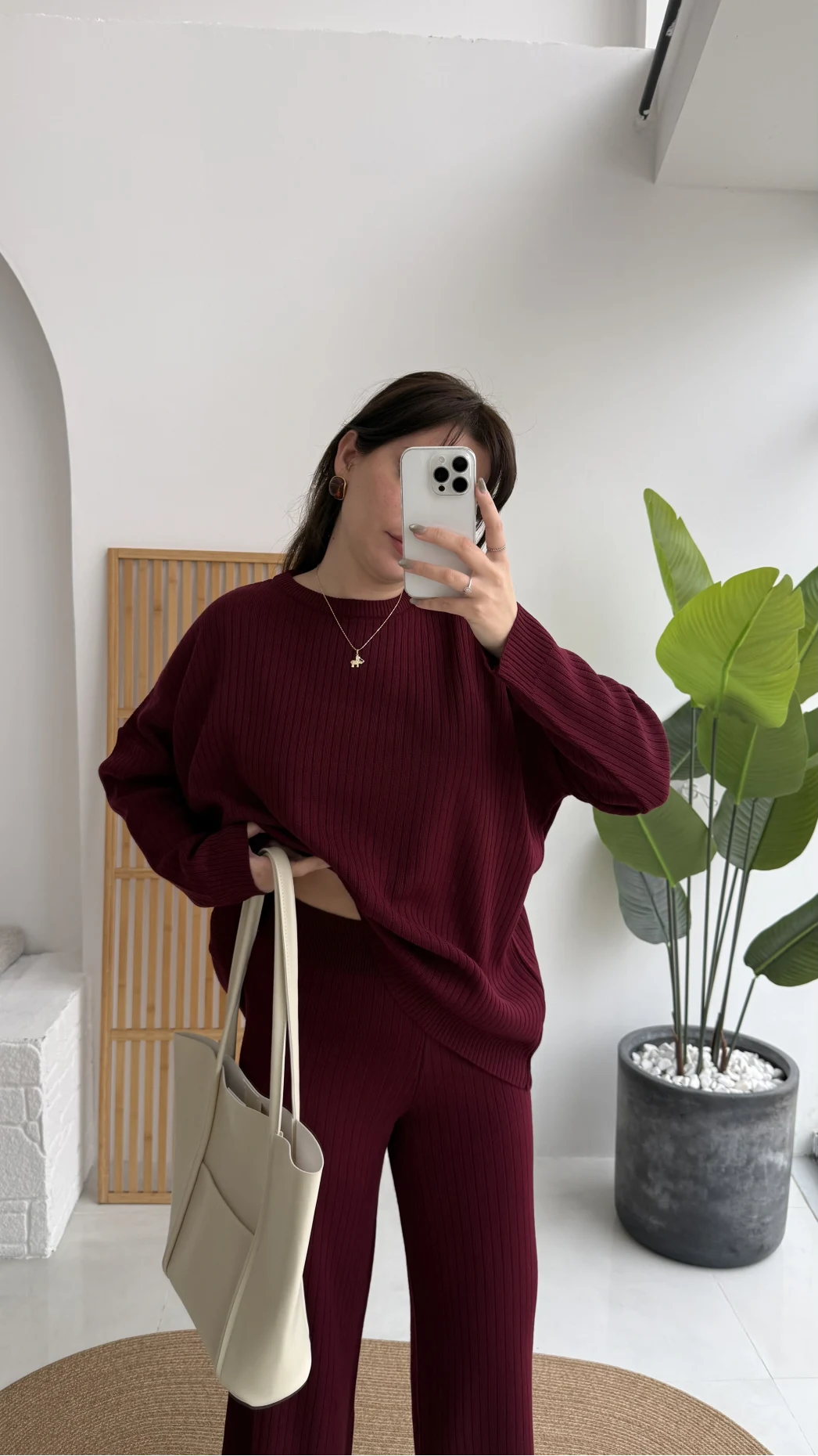 Harvey Oversize Triko Takım - Bordo - Kod: 4004