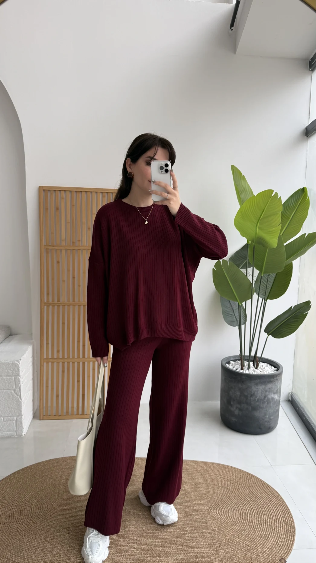 Harvey Oversize Triko Takım - Bordo - Kod: 4004