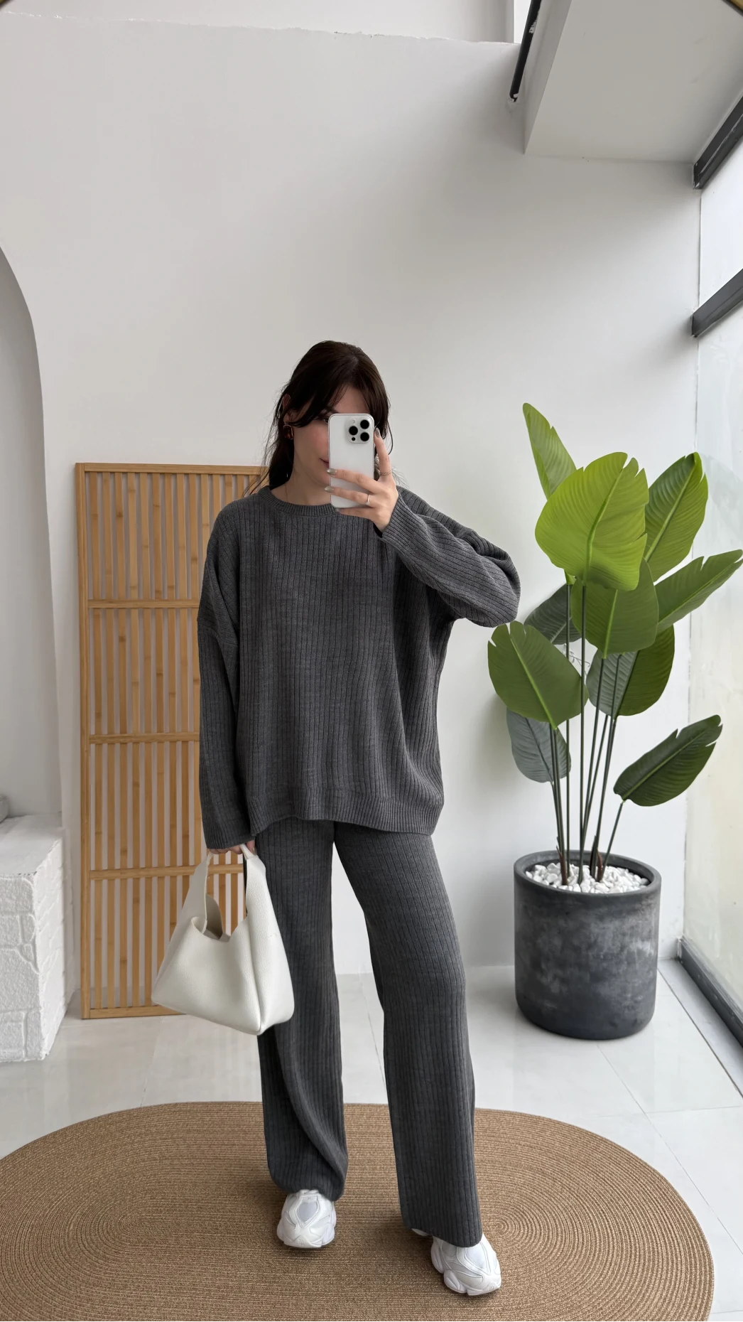 Harvey Oversize Triko Takım - Füme - Kod: 4004