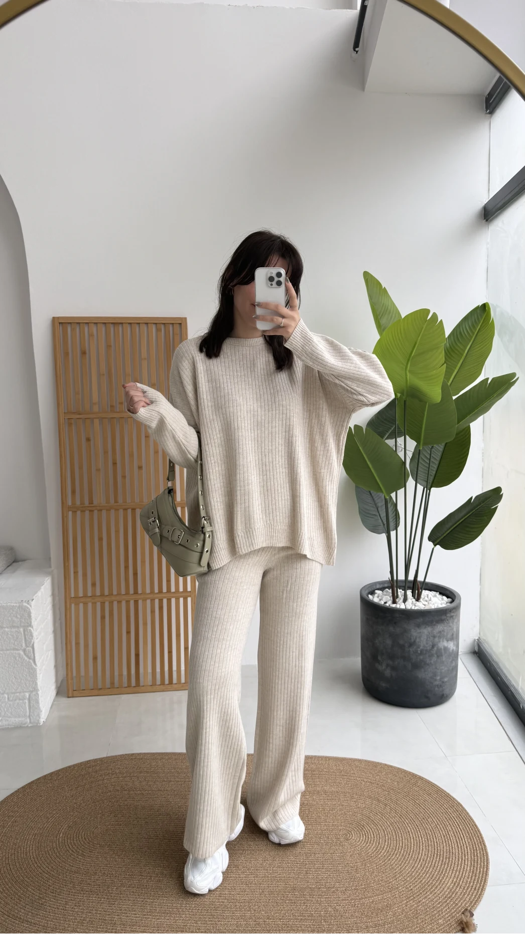 Harvey Oversize Triko Takım - Taş - Kod: 4004