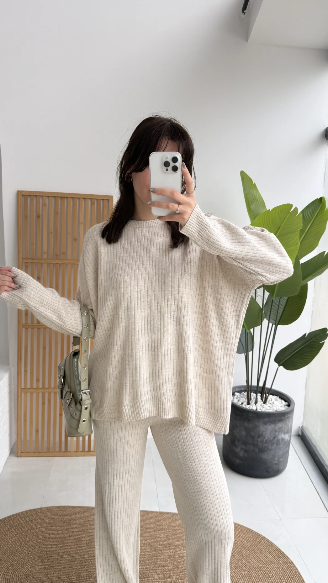 Harvey Oversize Triko Takım - Taş - Kod: 4004