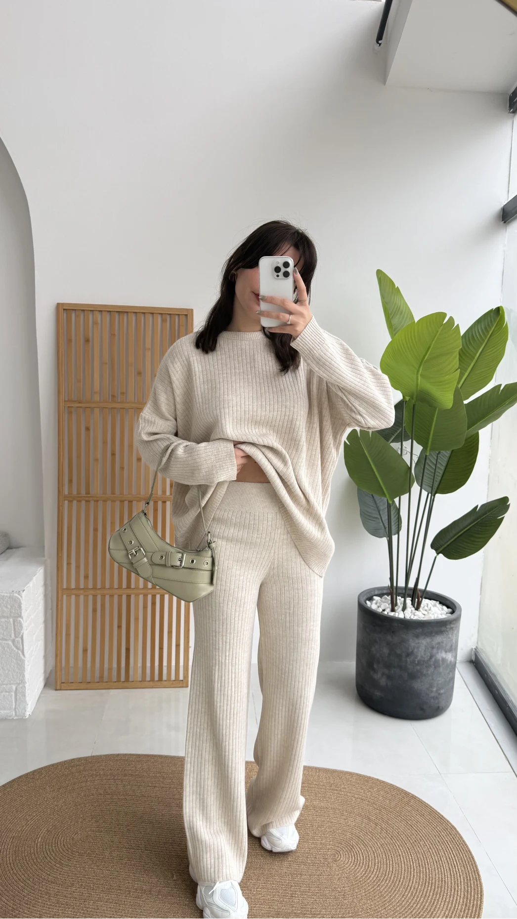 Harvey Oversize Triko Takım - Taş - Kod: 4004