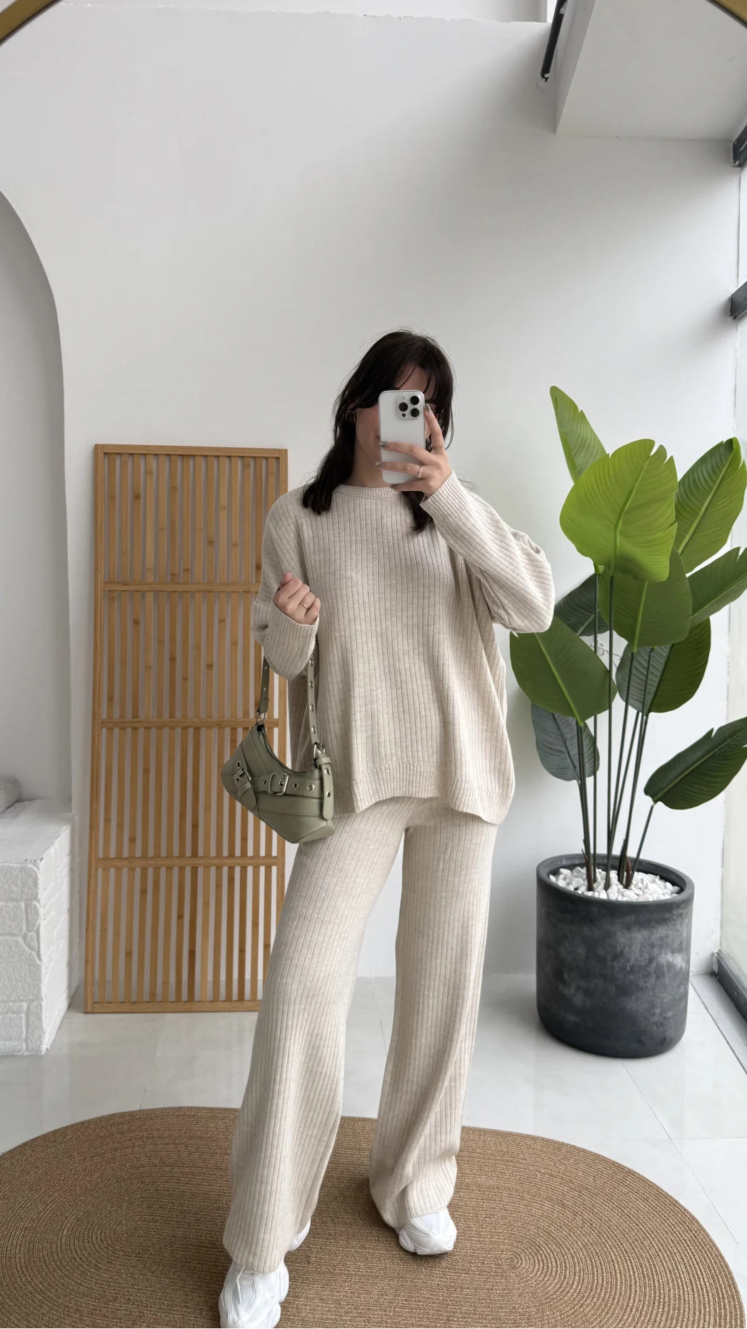 Harvey Oversize Triko Takım - Taş - Kod: 4004