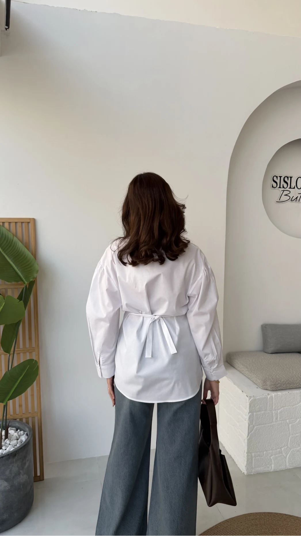 Heidi Bağlama Detay Gömlek - Beyaz - Kod: 5441