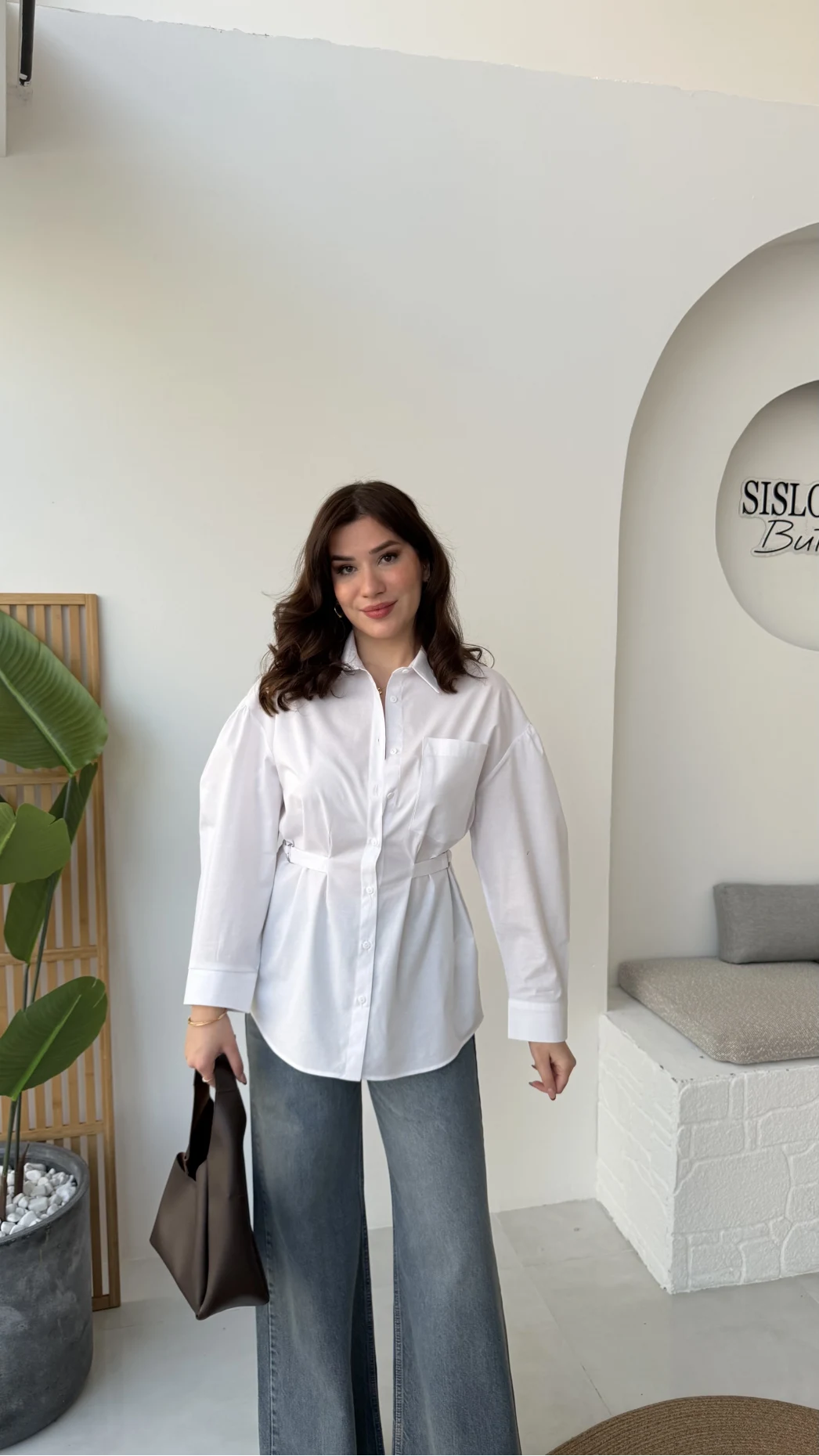 Heidi Bağlama Detay Gömlek - Beyaz - Kod: 5441