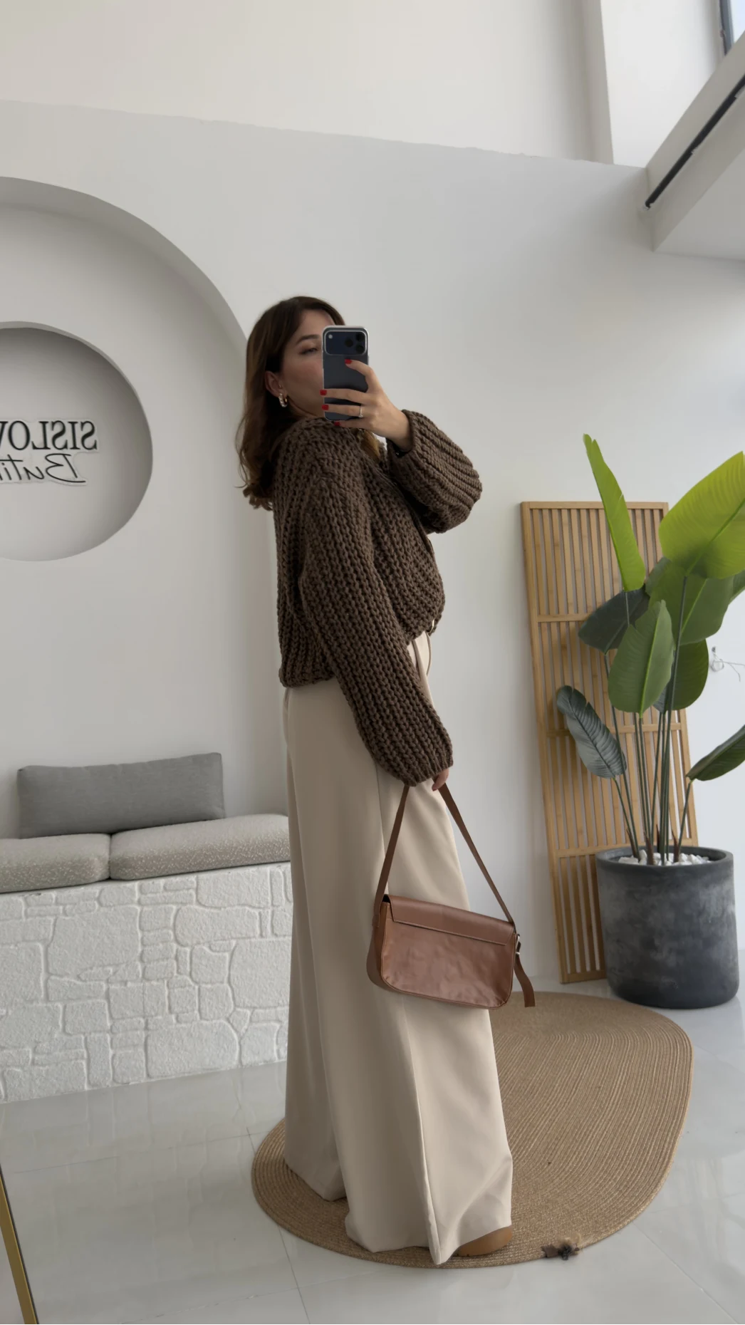 Hera Kemerli Bol Paça Kumaş Pantolon - Krem