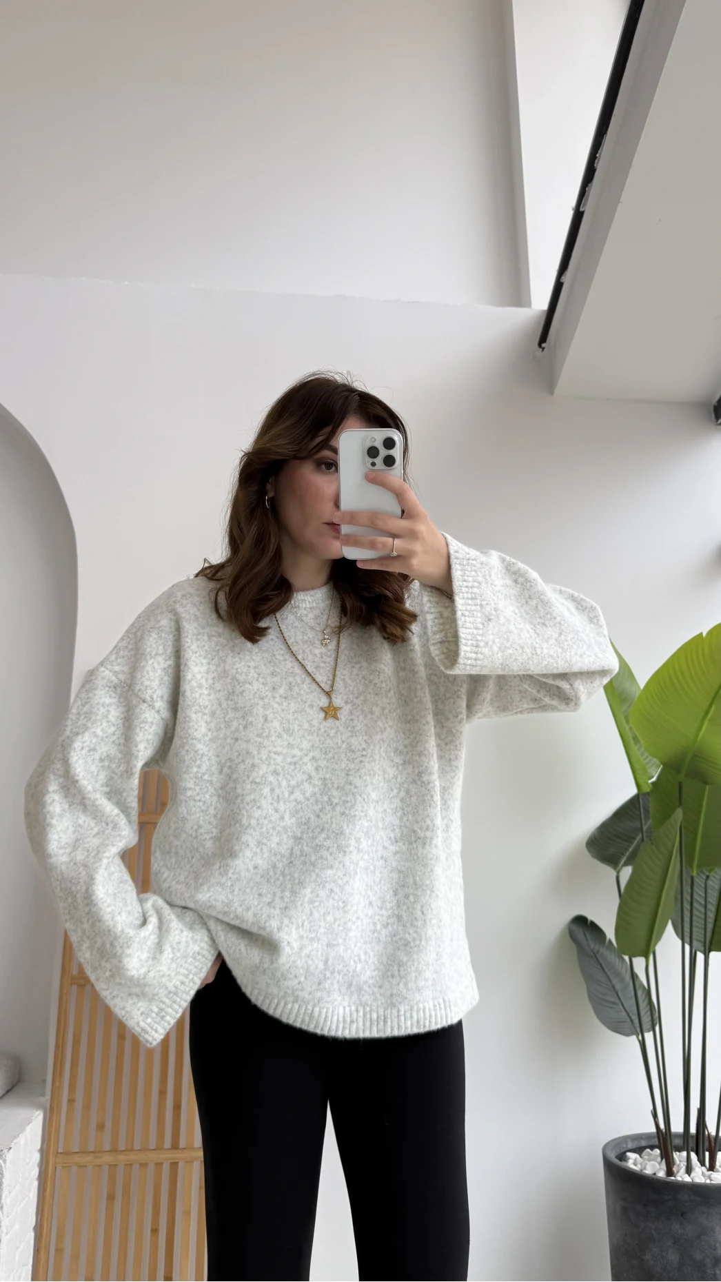 Holly Bisiklet Yaka Kırçıllı Kazak - Açık Gri