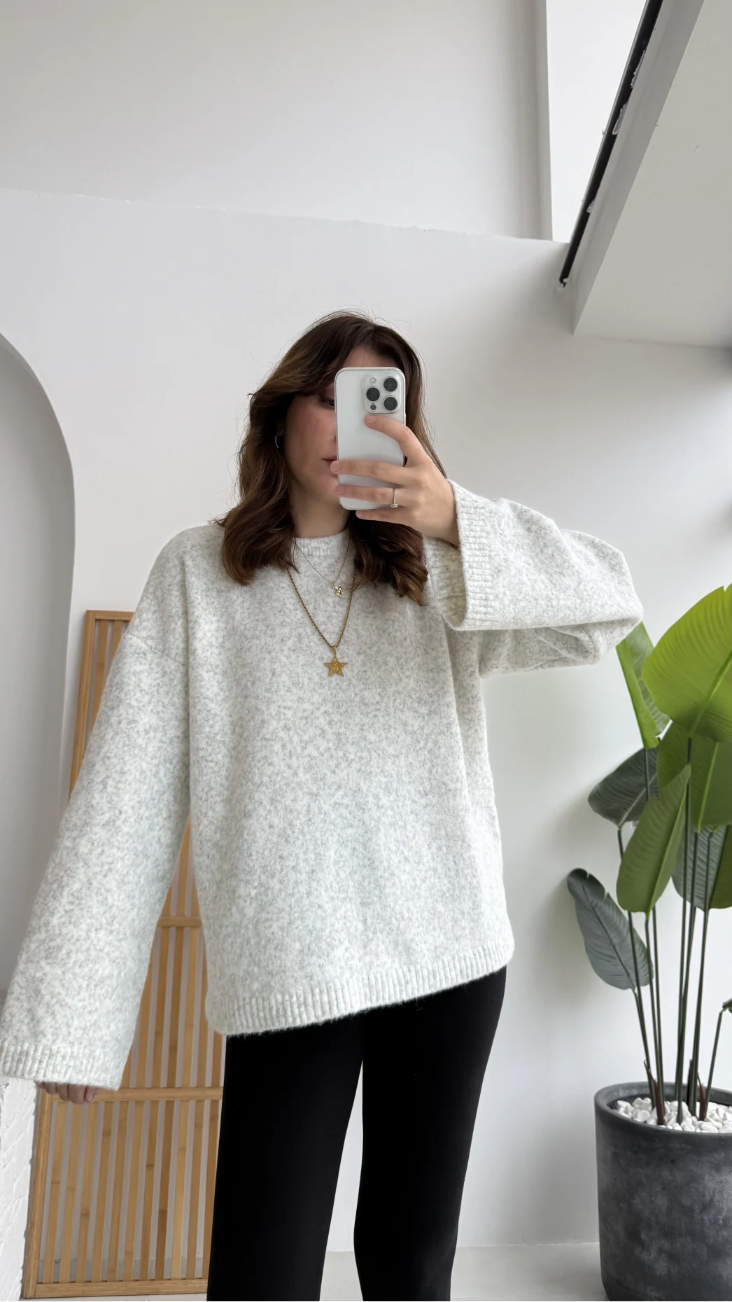 Holly Bisiklet Yaka Kırçıllı Kazak - Açık Gri