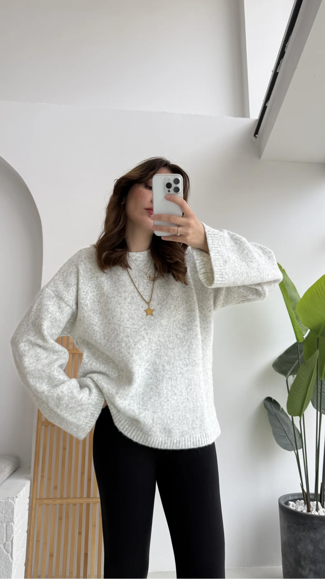 Holly Bisiklet Yaka Kırçıllı Kazak - Açık Gri