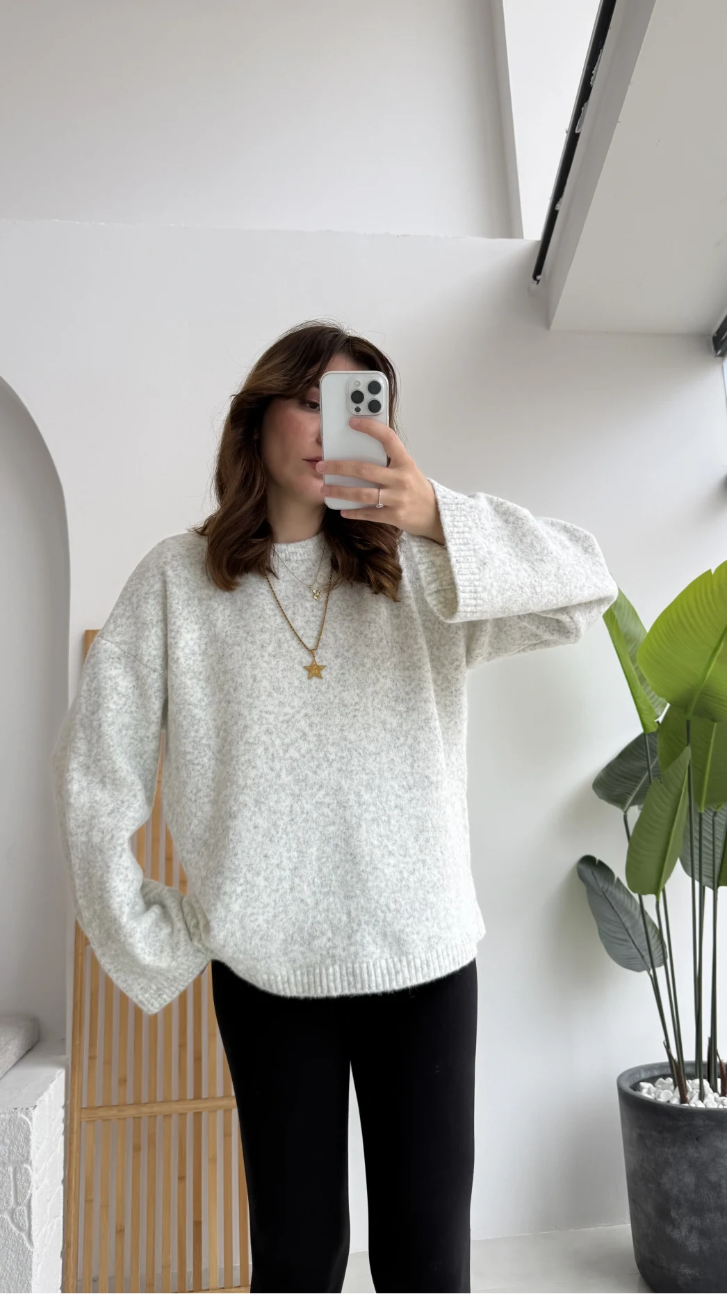 Holly Bisiklet Yaka Kırçıllı Kazak - Açık Gri