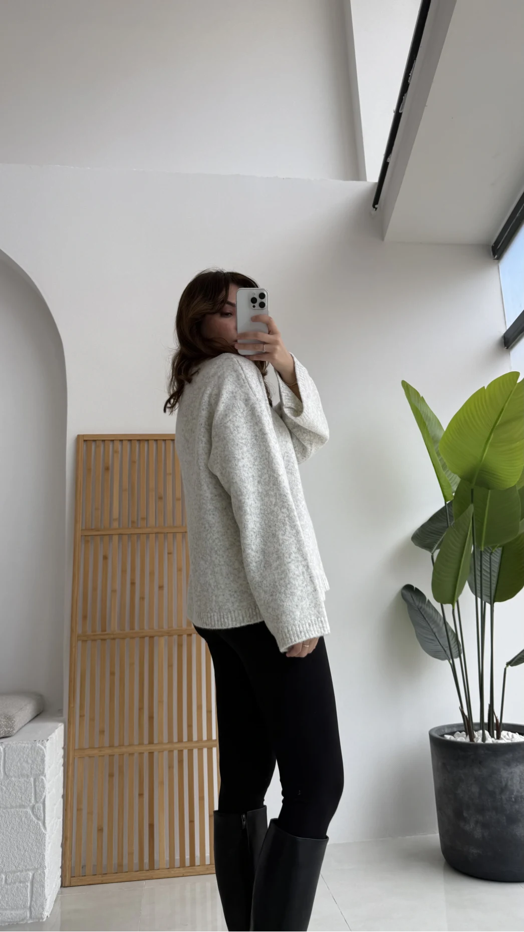 Holly Bisiklet Yaka Kırçıllı Kazak - Açık Gri