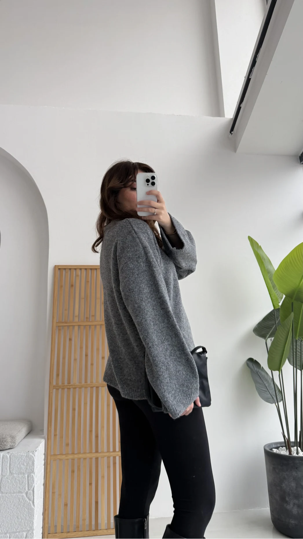 Holly Bisiklet Yaka Kırçıllı Kazak - Antrasit