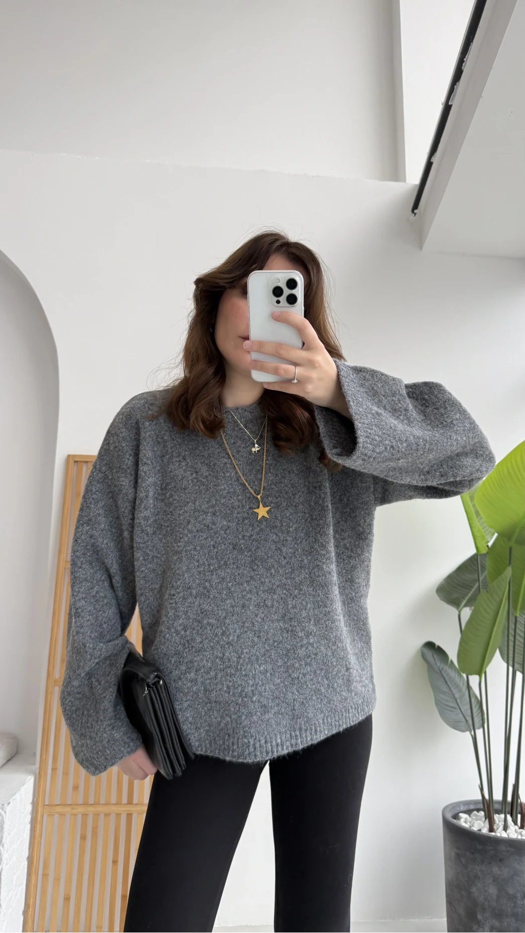 Holly Bisiklet Yaka Kırçıllı Kazak - Antrasit