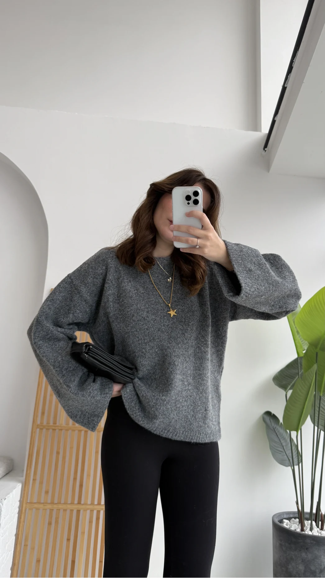 Holly Bisiklet Yaka Kırçıllı Kazak - Antrasit