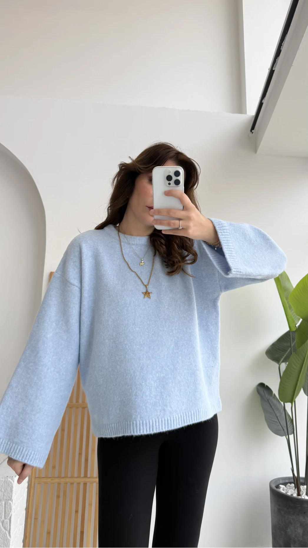 Holly Bisiklet Yaka Kırçıllı Kazak - Bebe Mavisi