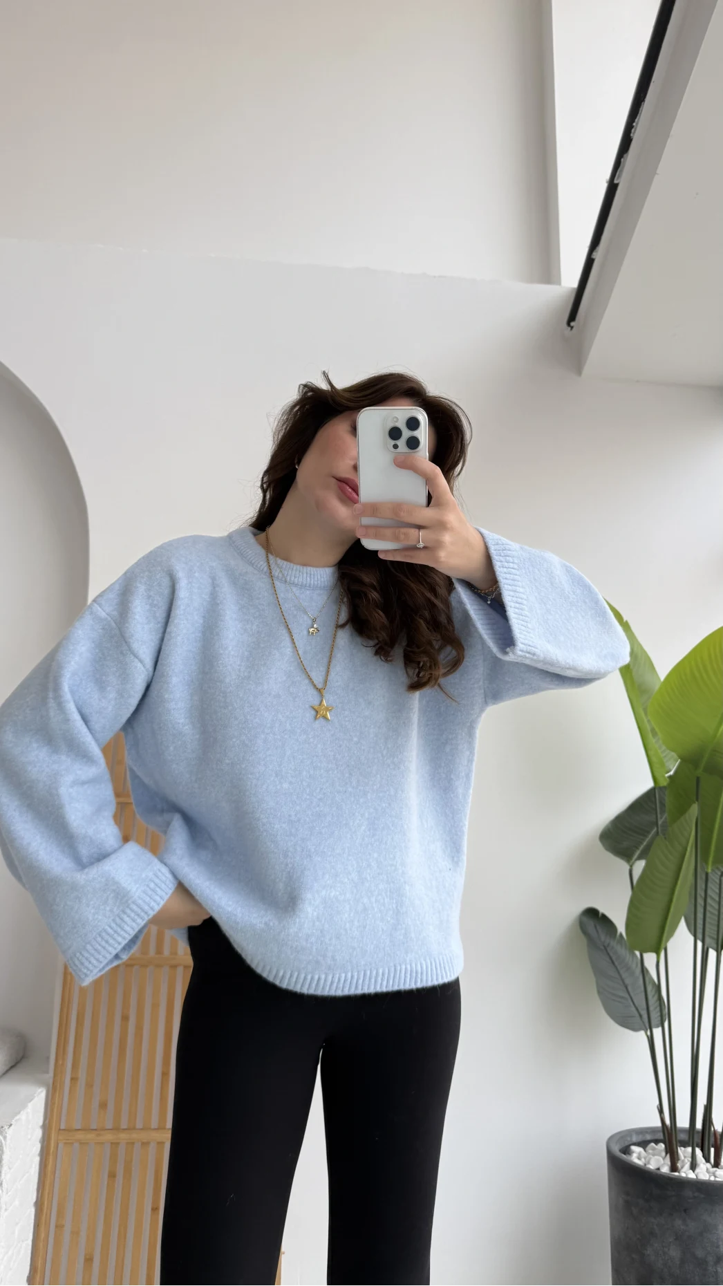 Holly Bisiklet Yaka Kırçıllı Kazak - Bebe Mavisi