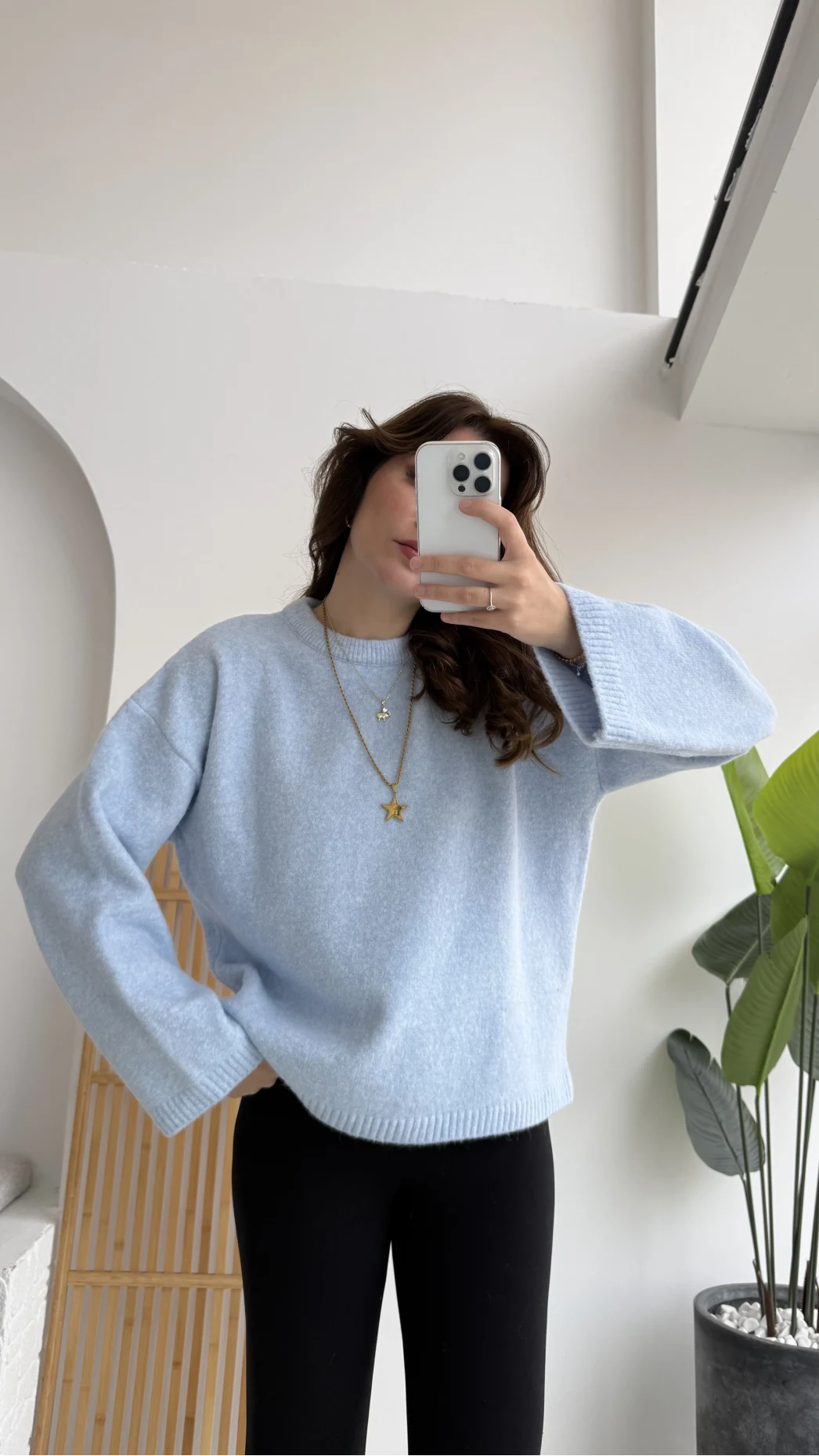 Holly Bisiklet Yaka Kırçıllı Kazak - Bebe Mavisi