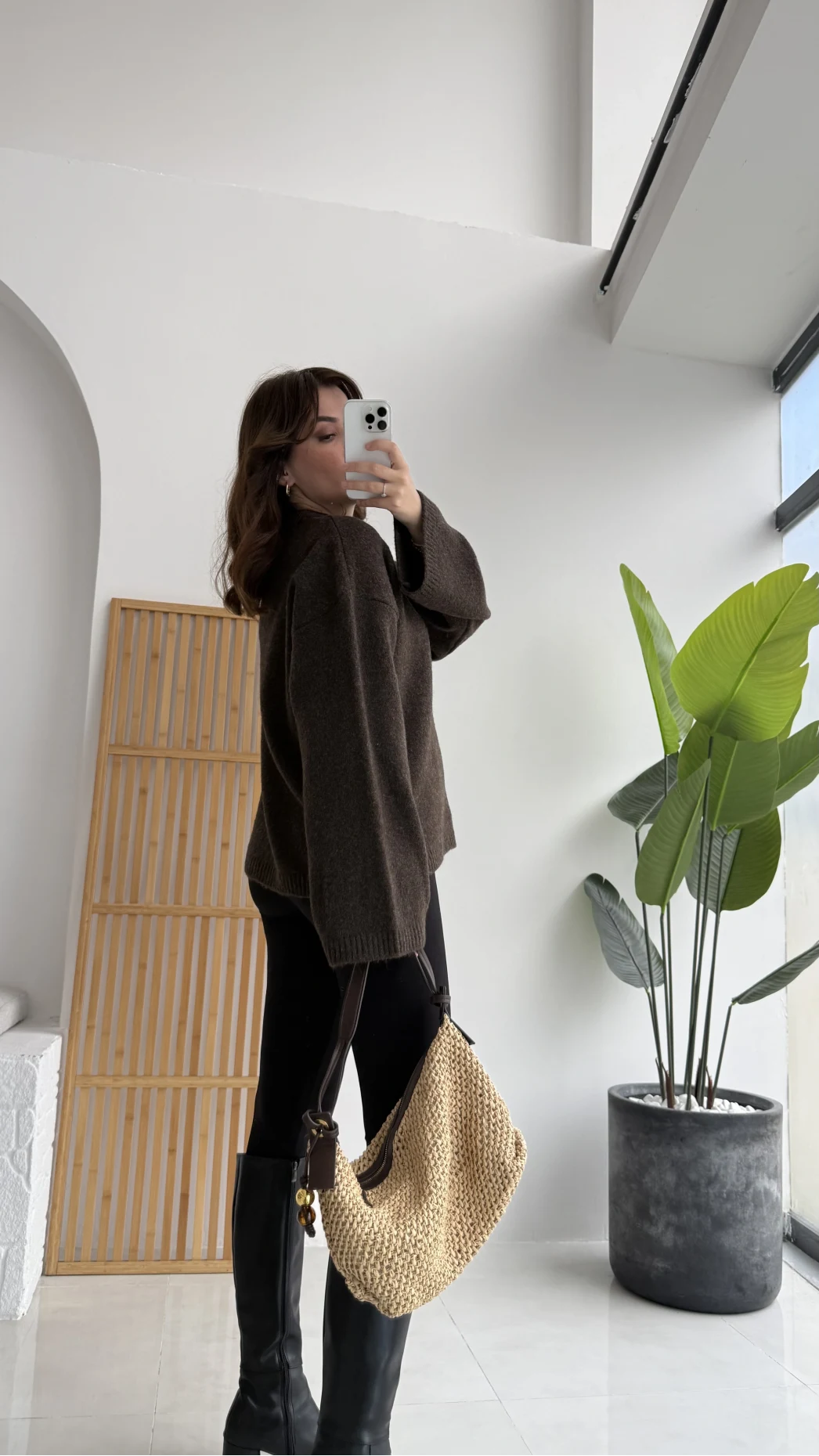 Holly Bisiklet Yaka Kırçıllı Kazak - Kahverengi