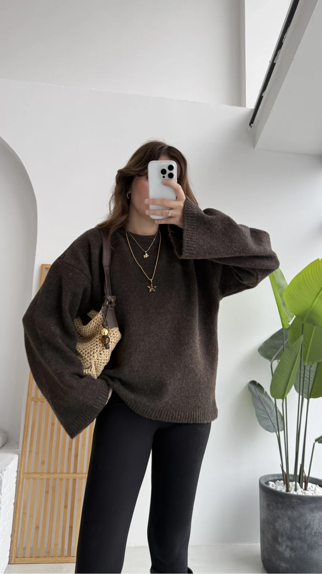 Holly Bisiklet Yaka Kırçıllı Kazak - Kahverengi