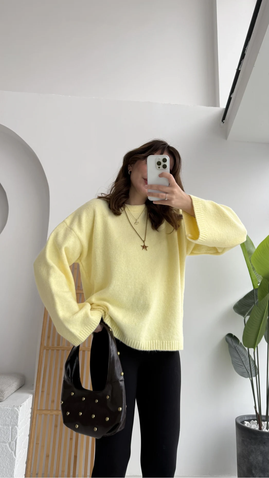 Holly Bisiklet Yaka Kırçıllı Kazak - Sarı