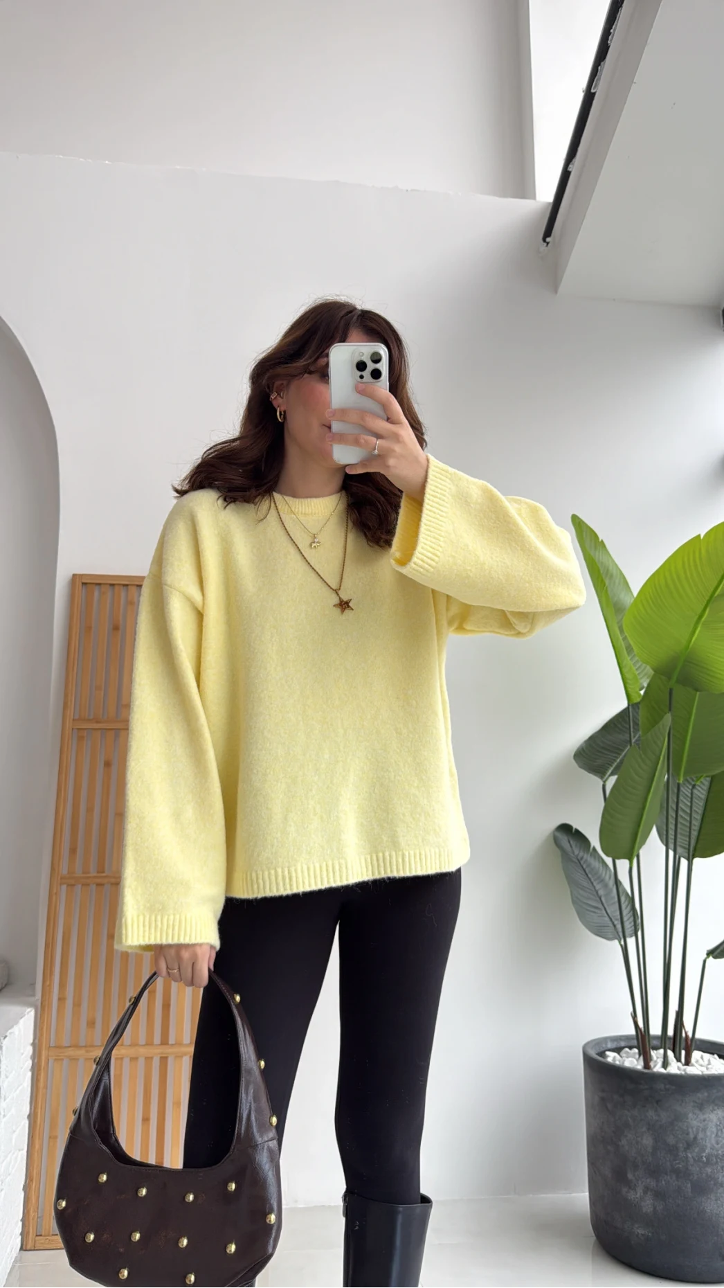 Holly Bisiklet Yaka Kırçıllı Kazak - Sarı