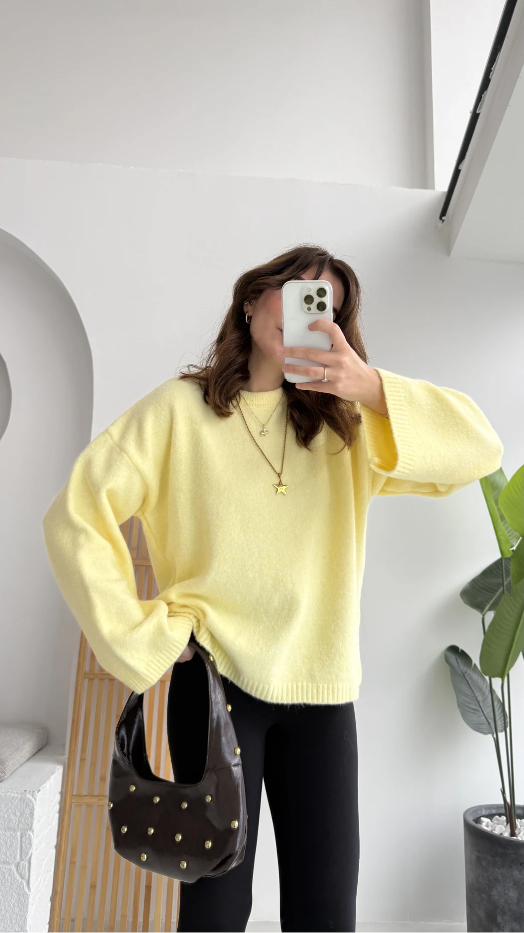 Holly Bisiklet Yaka Kırçıllı Kazak - Sarı