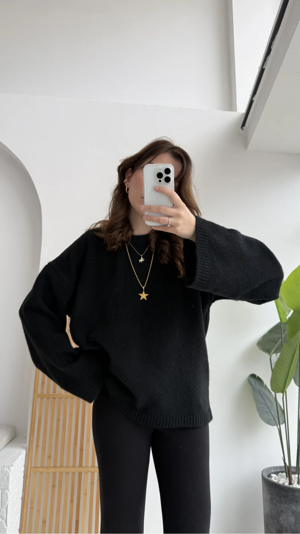 Holly Bisiklet Yaka Kırçıllı Kazak - Siyah