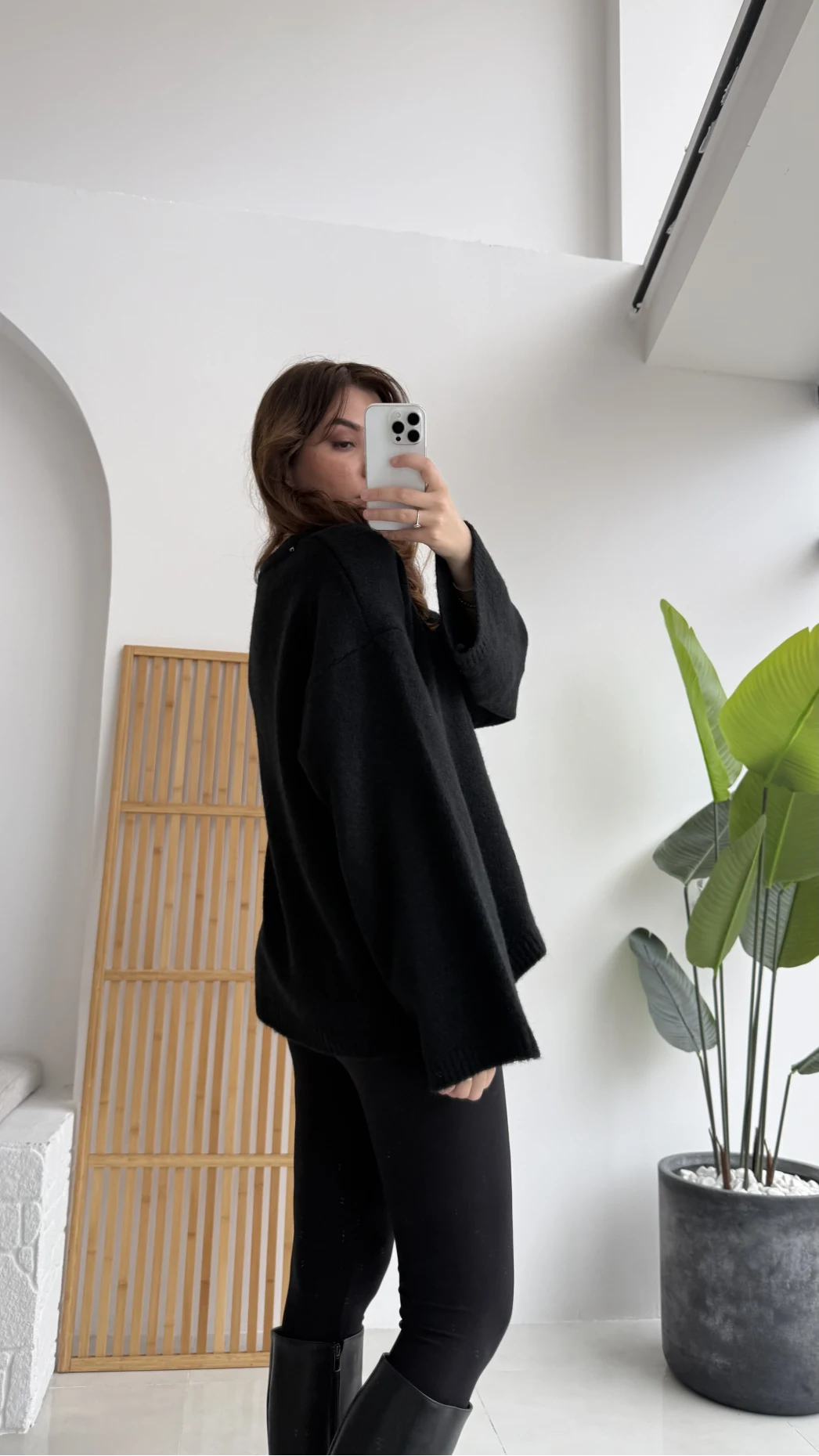 Holly Bisiklet Yaka Kırçıllı Kazak - Siyah