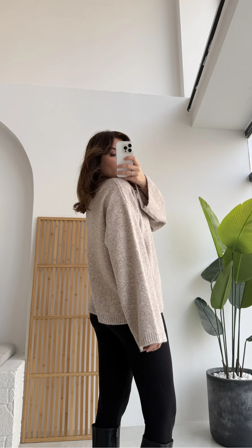 Holly Bisiklet Yaka Kırçıllı Kazak - Taş