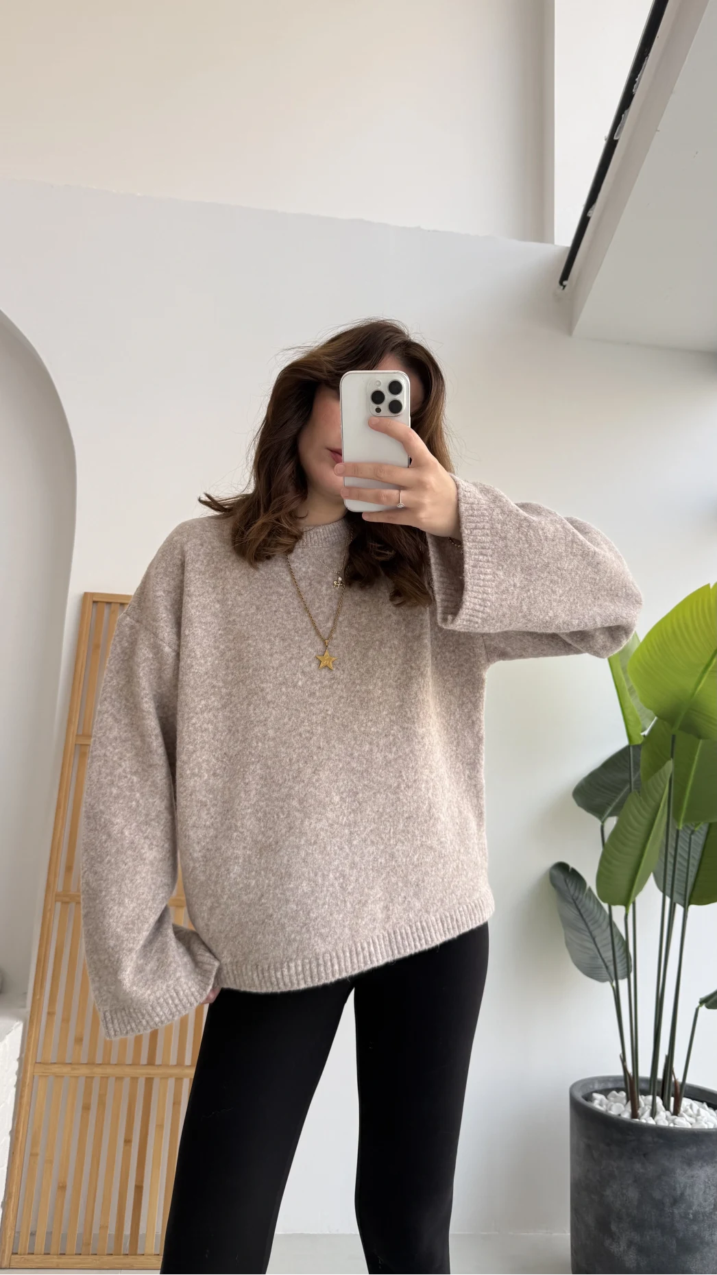 Holly Bisiklet Yaka Kırçıllı Kazak - Taş