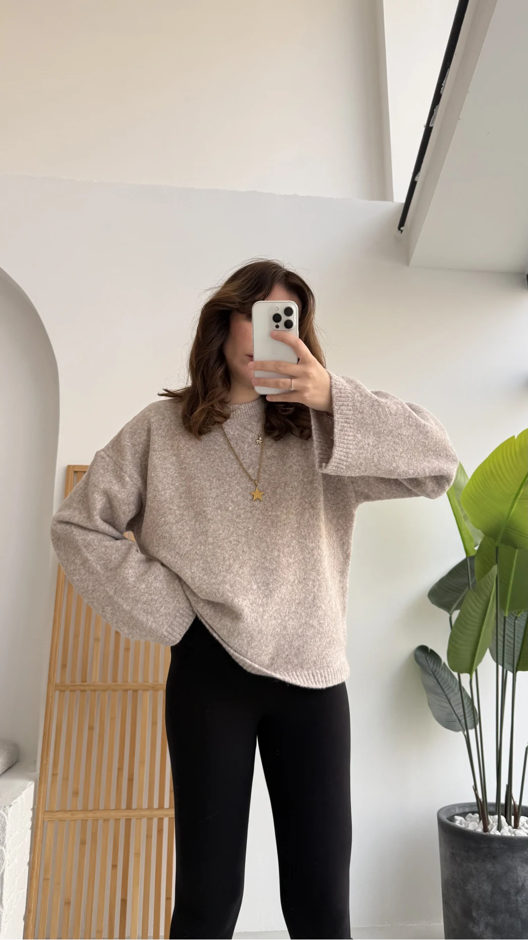 Holly Bisiklet Yaka Kırçıllı Kazak - Taş